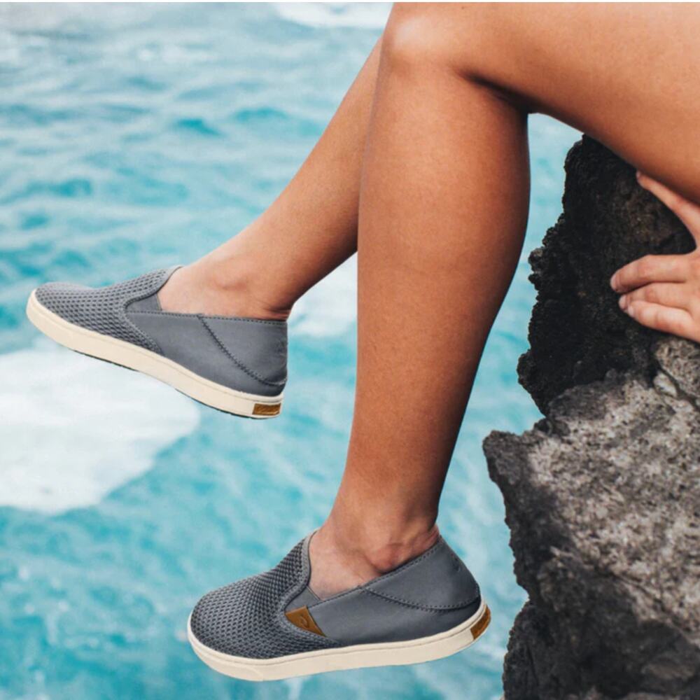OluKai Women's Pavement Gray Pehuea Slip On Sneakers - Picture 3 of 11
